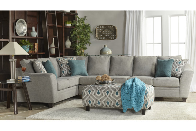 Grey couch clearance with turquoise pillows